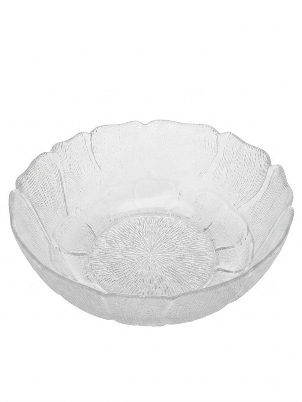 Arcoroc France "Fleur" Clear Glass Large Salad / Punch Serving Bowl (10.5") NOS